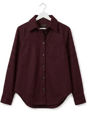 ⁠TILLEY Italian Wool Shirt Jacket Shacket Burgundy Wine Purple (Size M)⁠